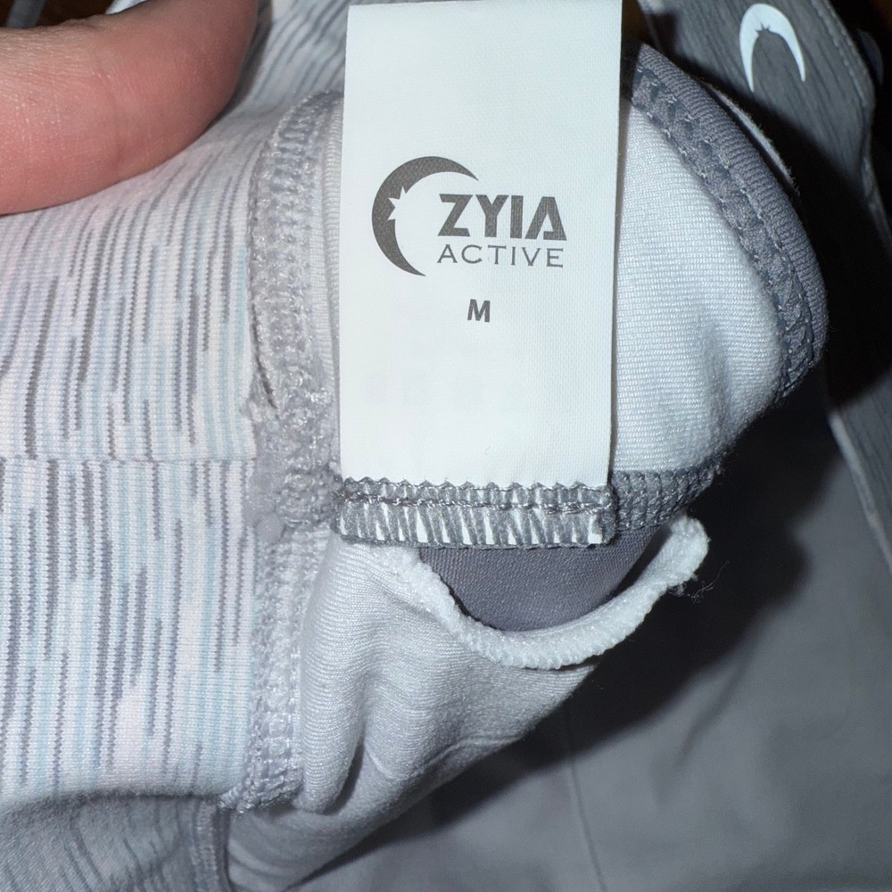 Zyia Active Crisscross Strap Sports Bra White Grey Heathered Size M workout yoga - Picture 4 of 6